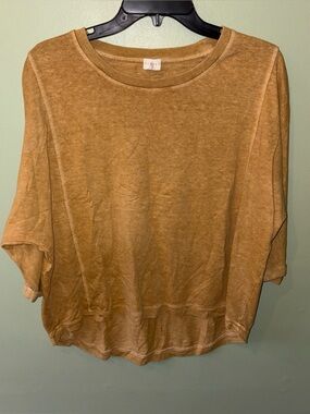 Poetry Womens US 10 Hemp Organic Cotton Oversized Mustard 3/4 Sleeve Lagenlook
